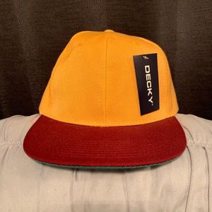 burnt orange and maroon snapback hat/cap
